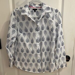 Talbots White and Blue Button Down Shirt